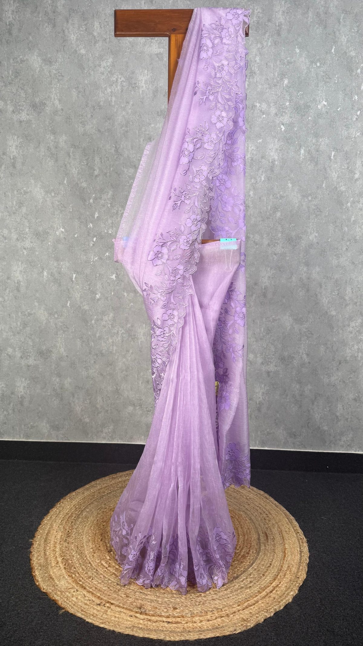 GLASS TISSUE ORGANZA EMBROIDERY SAREE