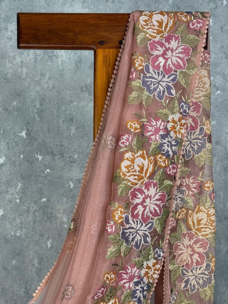 GLASS ORGANZA EMBROIDERY SAREE - Image 2