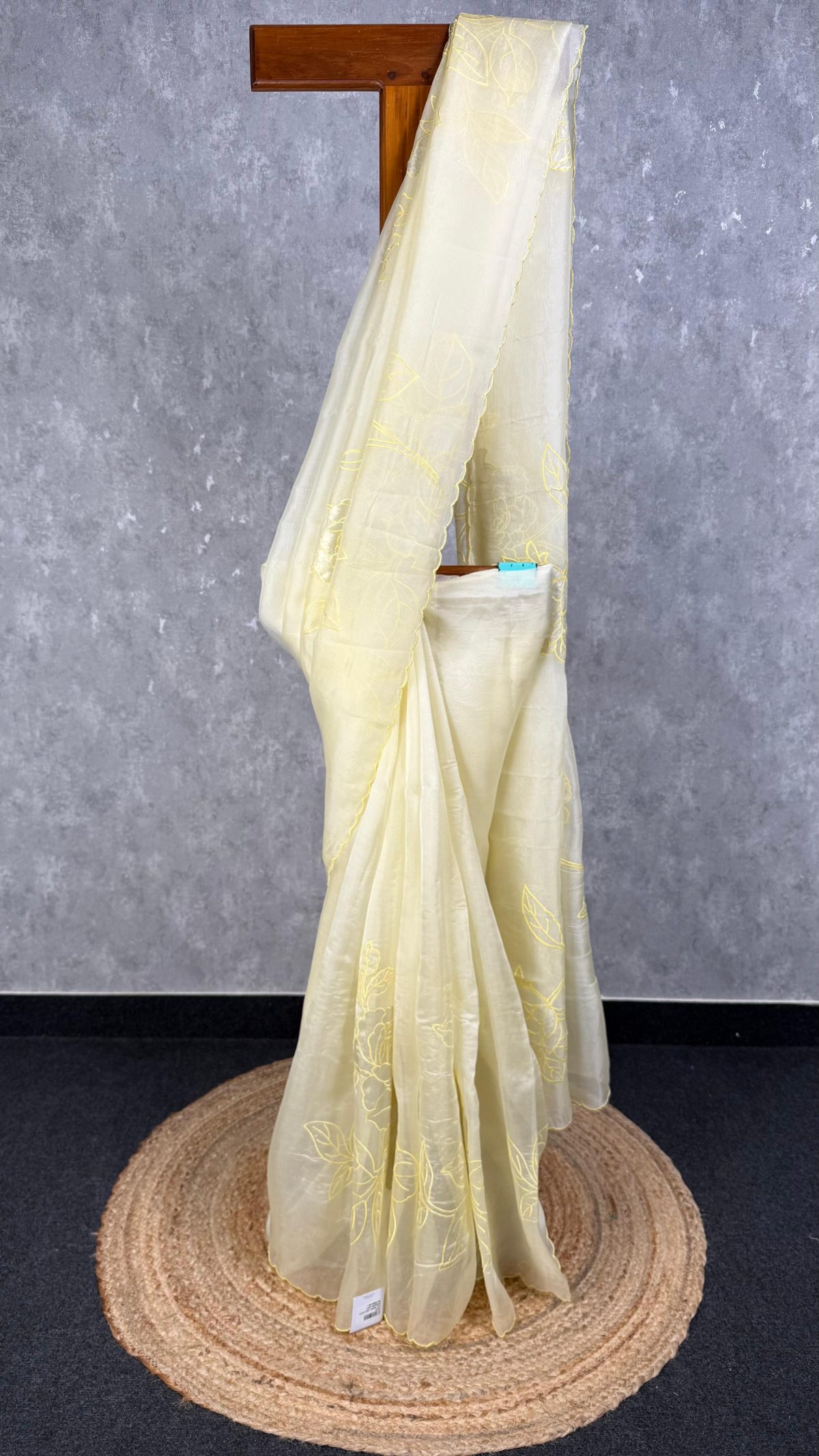 SILK ORGANZA TISSSUE APPLIQUE EMBROIDERY SAREE