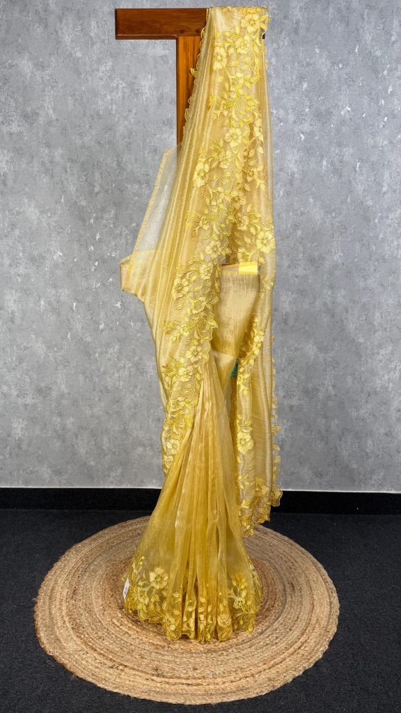 GLASS TISSUE ORGANZA EMBROIDERY SAREE