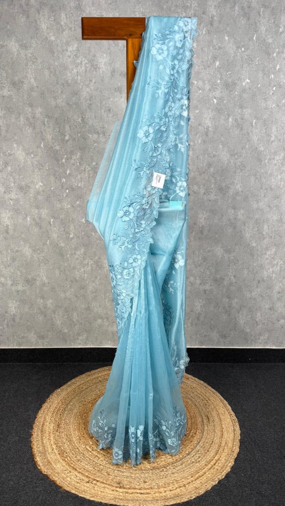 GLASS TISSUE ORGANZA EMBROIDERY SAREE