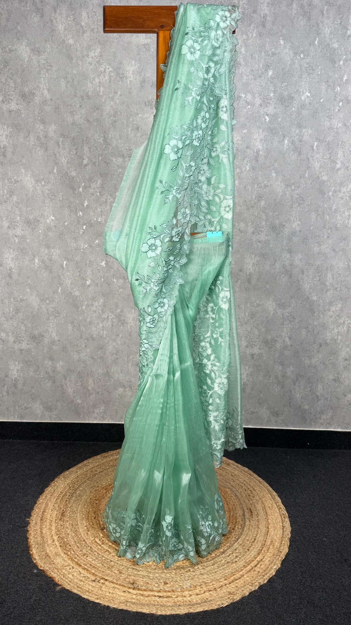 GLASS TISSUE ORGANZA EMBROIDERY SAREE