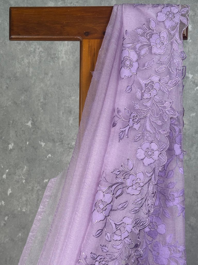GLASS TISSUE ORGANZA EMBROIDERY SAREE - Image 2