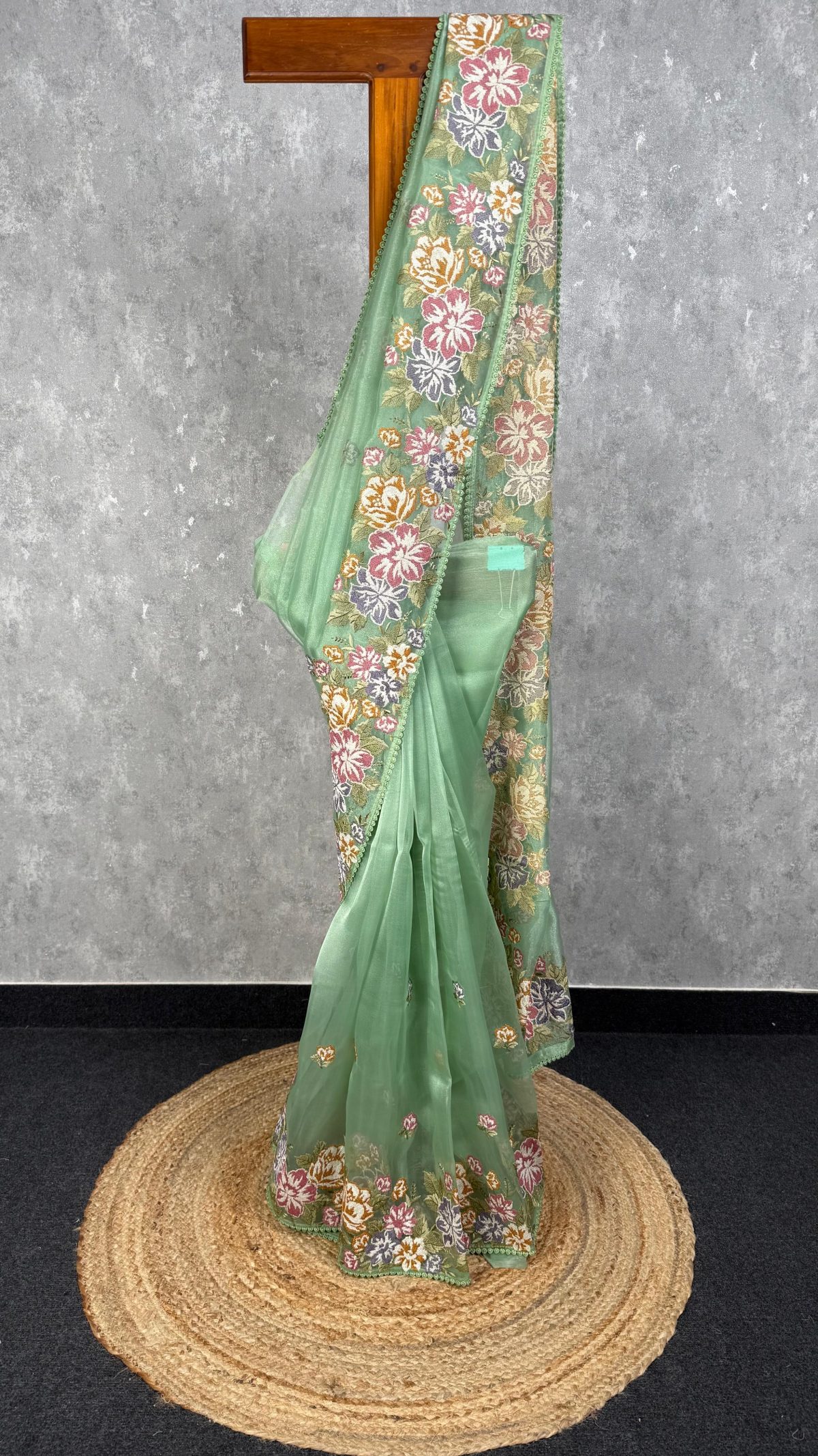 GLASS ORGANZA EMBROIDERY SAREE