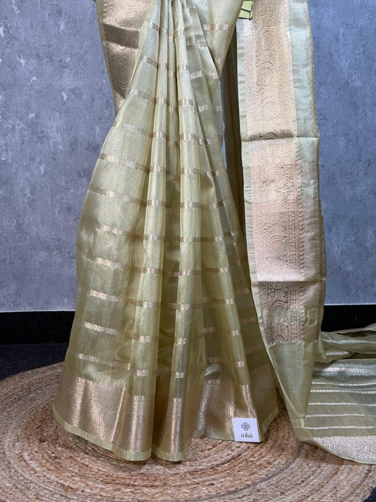 SEMI TISSUE ORGANZA BANARASI SAREE - Image 3