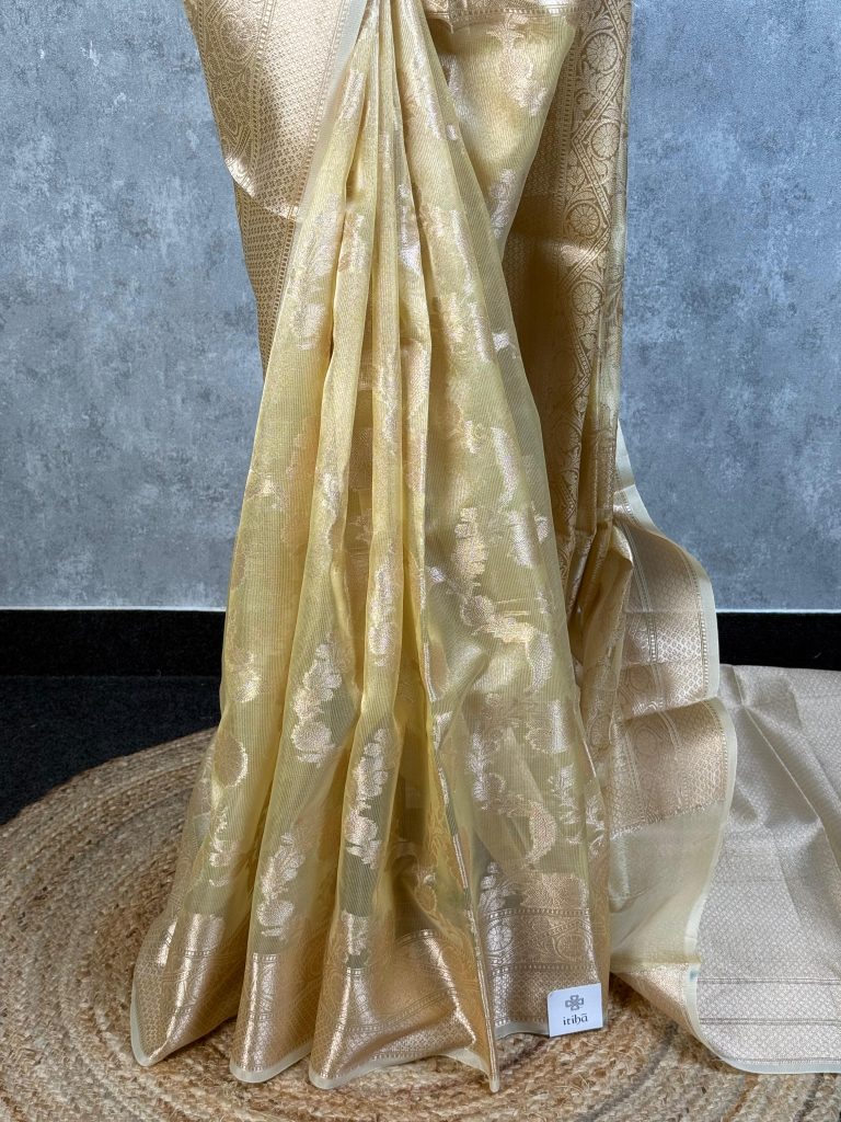 SEMI TISSUE ORGANZA JAAL BANARASI SAREE - Image 3