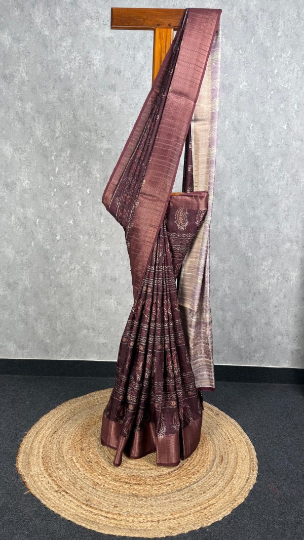 SEMI TUSSAR PRINTED BANARASI SAREE