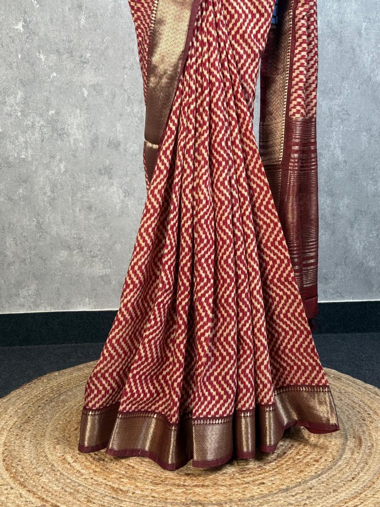 ASSAM SILK PRINTED BANARASI SAREE - Image 3