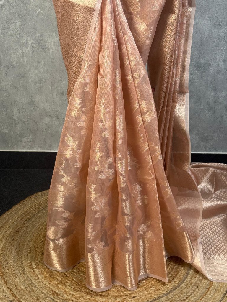 SEMI TISSUE ORGANZA JAAL BANARASI SAREE - Image 3