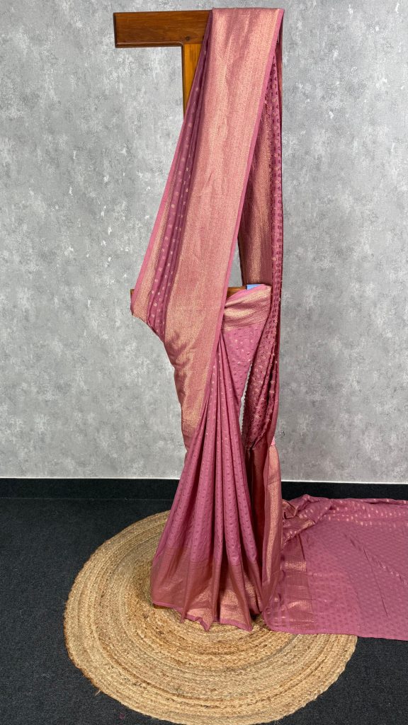 SEMI CREPE GOLD ZARI BANARASI SAREE