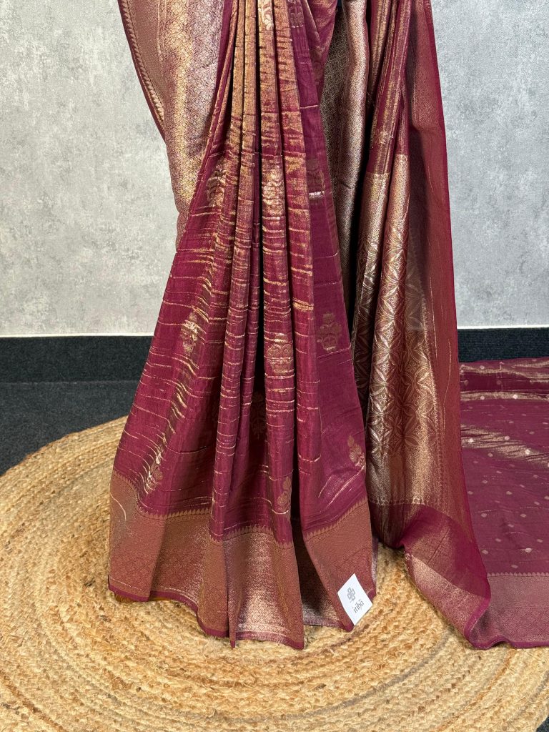 CRUSHED TISSUE SILK BANARASI SAREE - Image 3