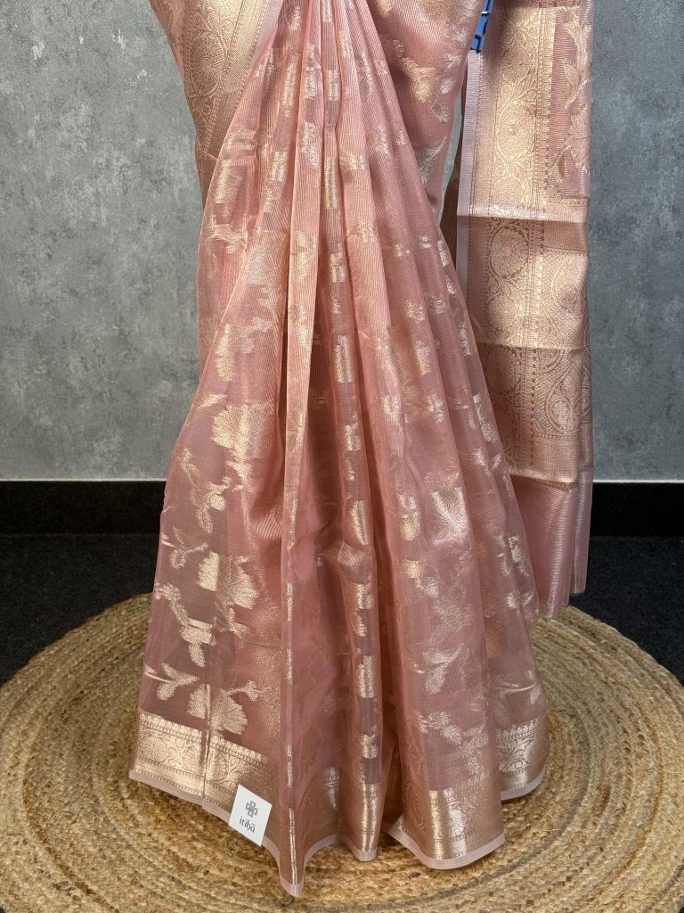 SEMI TISSUE ORGANZA JAAL BANARASI SAREE - Image 3