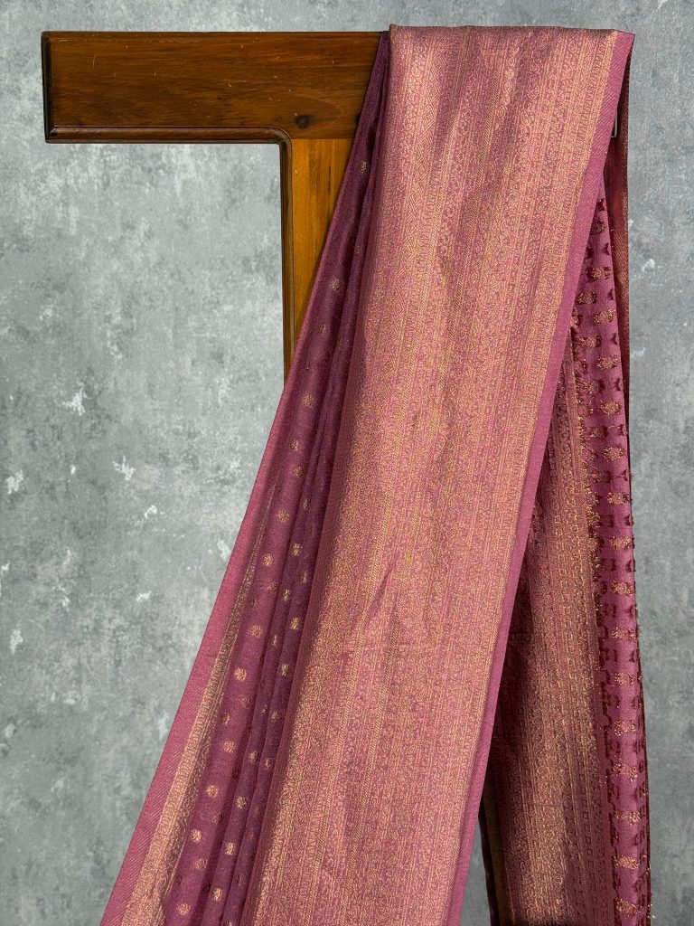 SEMI CREPE GOLD ZARI BANARASI SAREE - Image 2