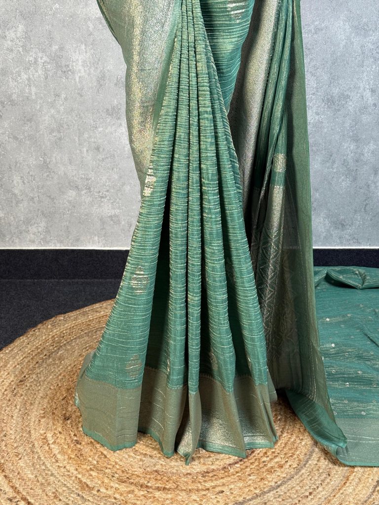 CRUSHED TISSUE SILK BANARASI SAREE - Image 3