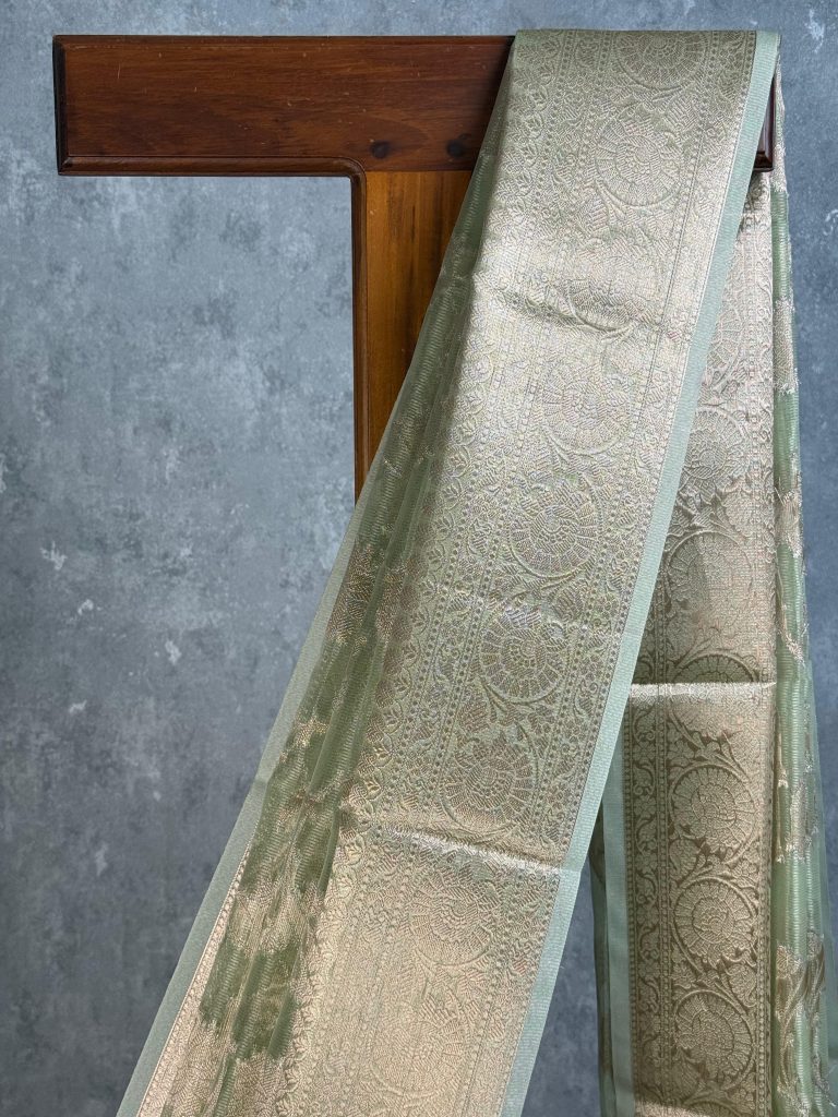 SEMI TISSUE ORGANZA JAAL BANARASI SAREE - Image 2