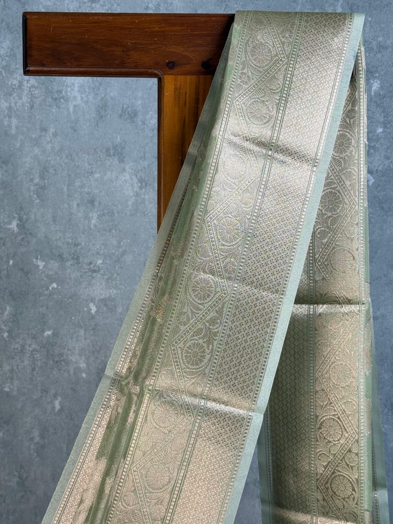 SEMI TISSUE ORGANZA JAAL BANARASI SAREE - Image 2