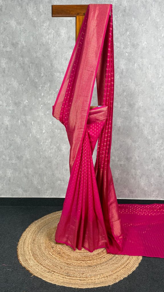 SEMI CREPE GOLD ZARI BANARASI SAREE