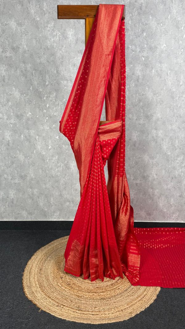SEMI CREPE GOLD ZARI BANARASI SAREE