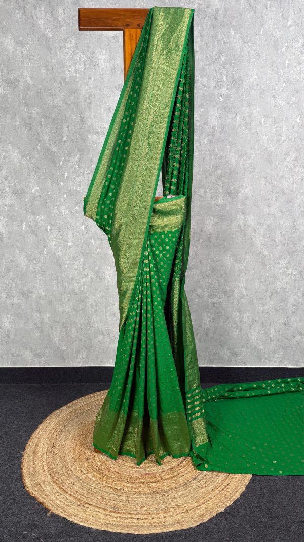 SEMI CREPE GOLD ZARI BANARASI SAREE