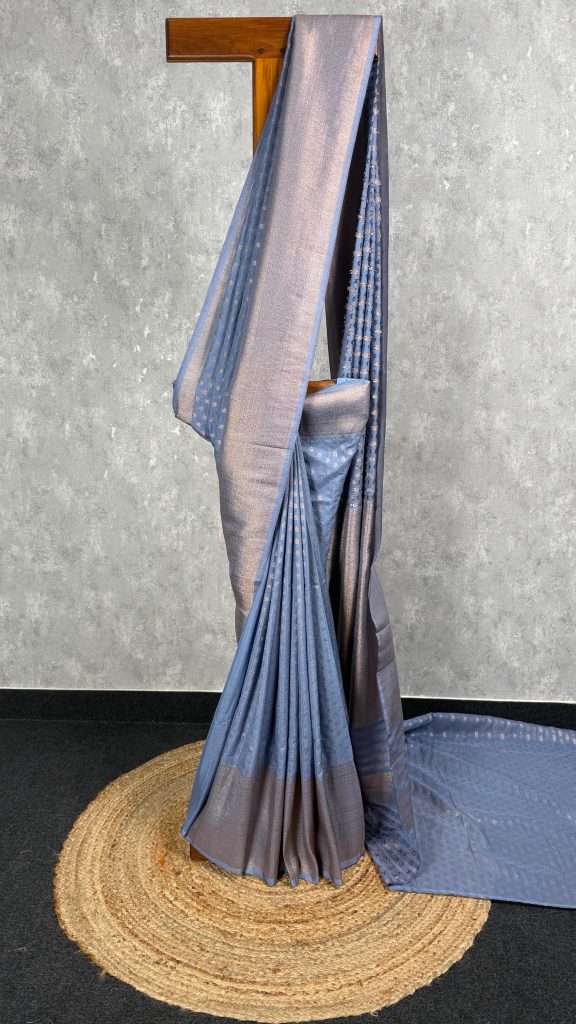 SEMI CREPE GOLD ZARI BANARASI SAREE