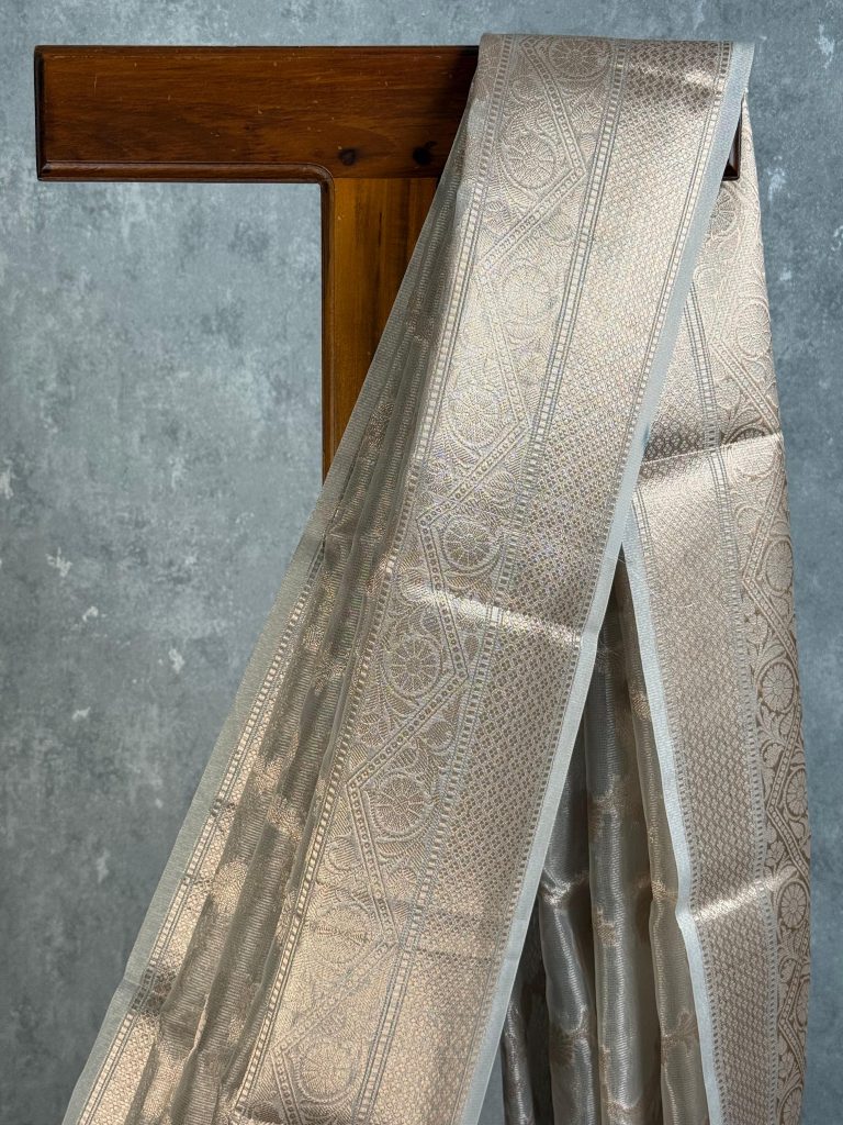SEMI TISSUE ORGANZA JAAL BANARASI SAREE - Image 2