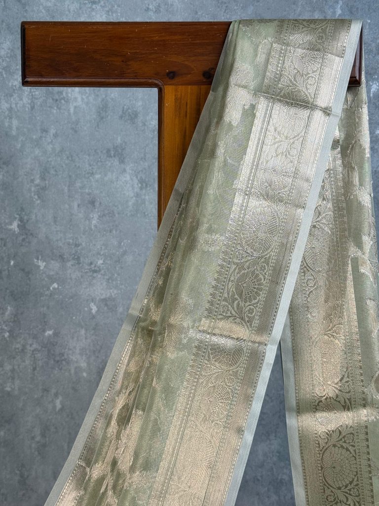 SEMI TISSUE ORGANZA JAAL BANARASI SAREE - Image 2