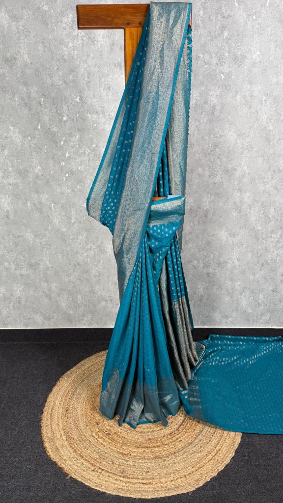 SEMI CREPE GOLD ZARI BANARASI SAREE