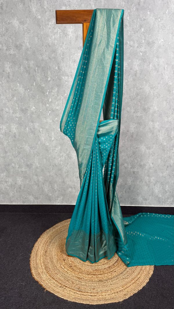 SEMI CREPE GOLD ZARI BANARASI SAREE