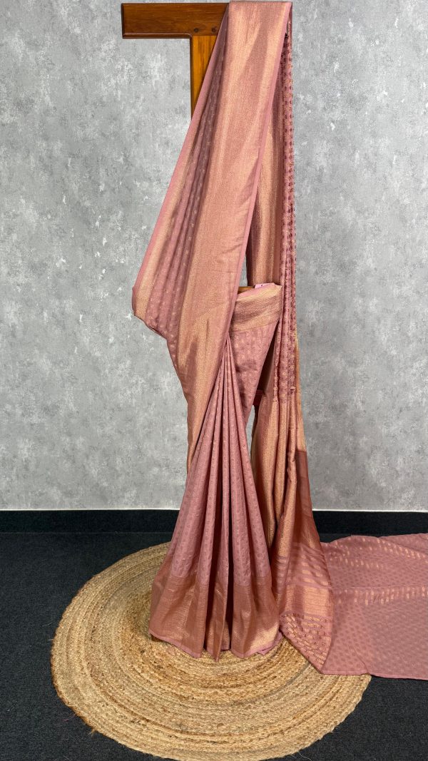 SEMI CREPE GOLD ZARI BANARASI SAREE