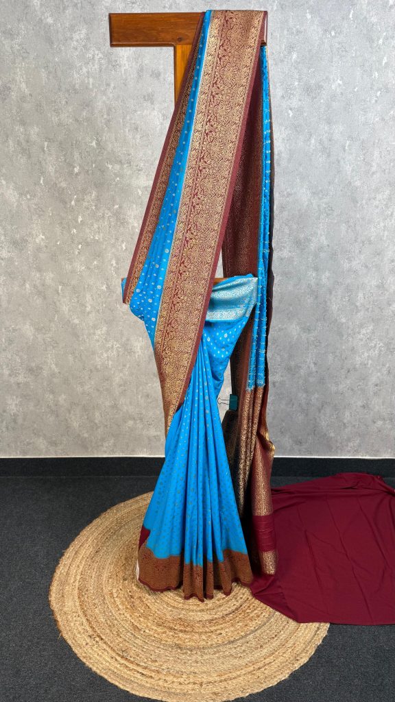 SEMI CREPE GOLD ZARI BANARASI SAREE