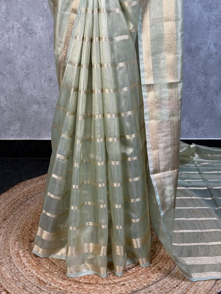 SEMI TISSUE ORGANZA BANARASI SAREE - Image 3