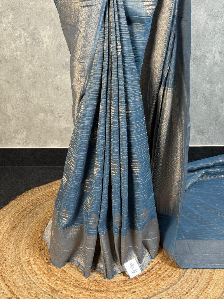 CRUSHED TISSUE SILK BANARASI SAREE - Image 3