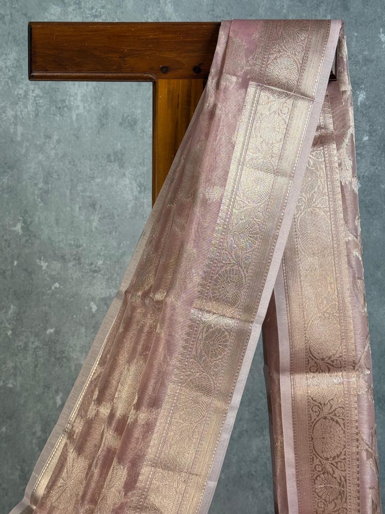 SEMI TISSUE ORGANZA JAAL BANARASI SAREE - Image 2