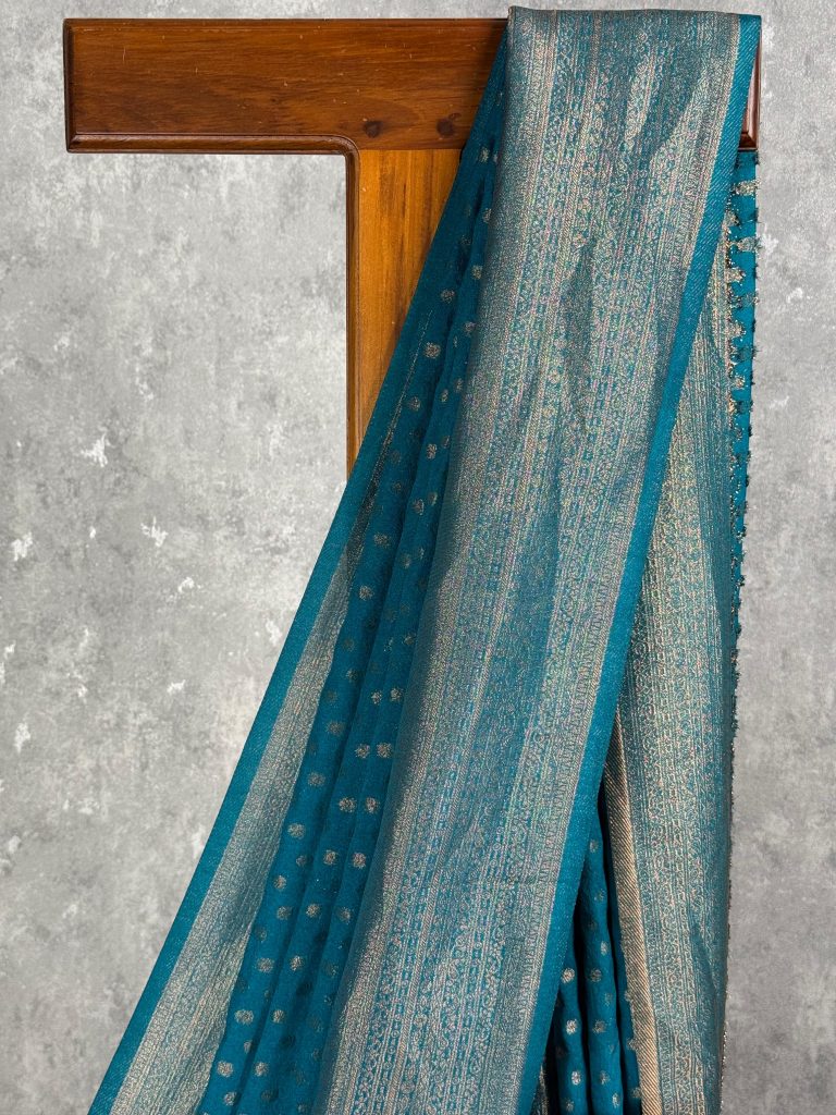 SEMI CREPE GOLD ZARI BANARASI SAREE - Image 2