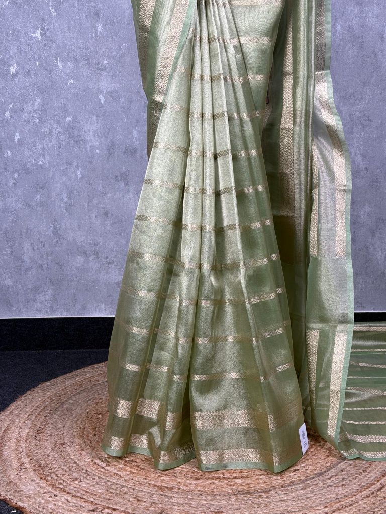 SEMI TISSUE ORGANZA BANARASI SAREE - Image 3