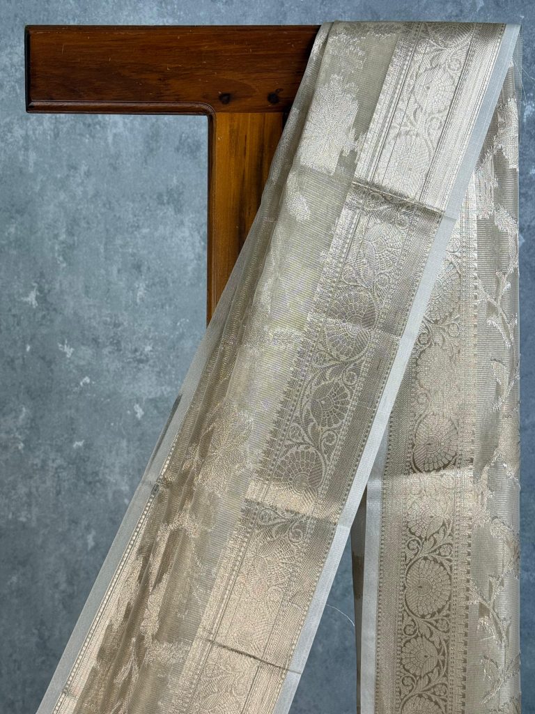 SEMI TISSUE ORGANZA JAAL BANARASI SAREE - Image 2