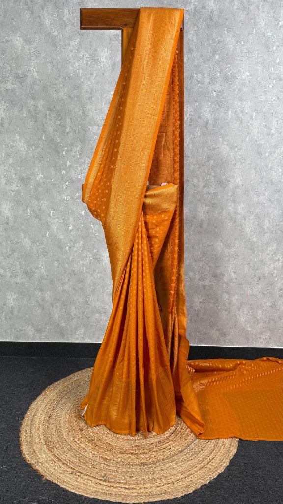 SEMI CREPE GOLD ZARI BANARASI SAREE