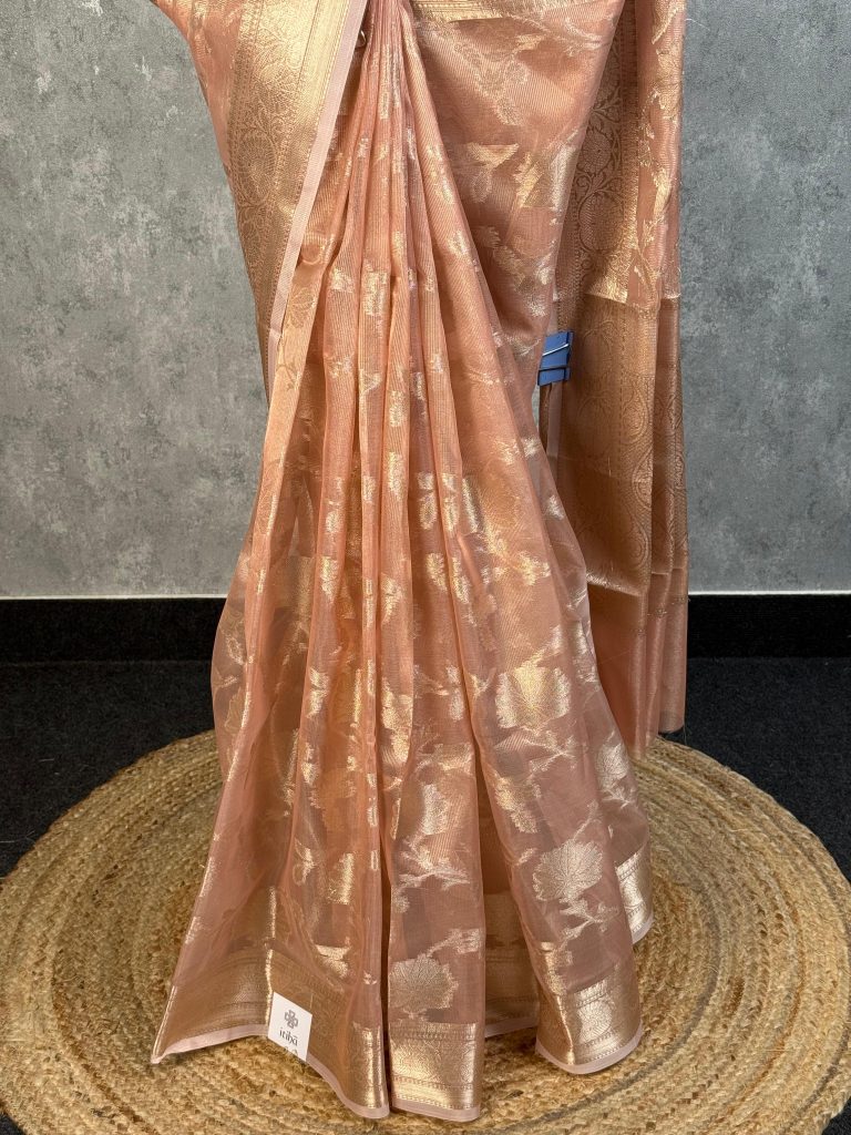 SEMI TISSUE ORGANZA JAAL BANARASI SAREE - Image 3