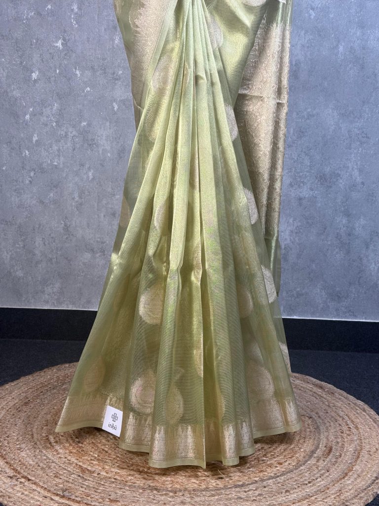 SEMI TISSUE ORGANZA BHUTA BANARASI SAREE - Image 3