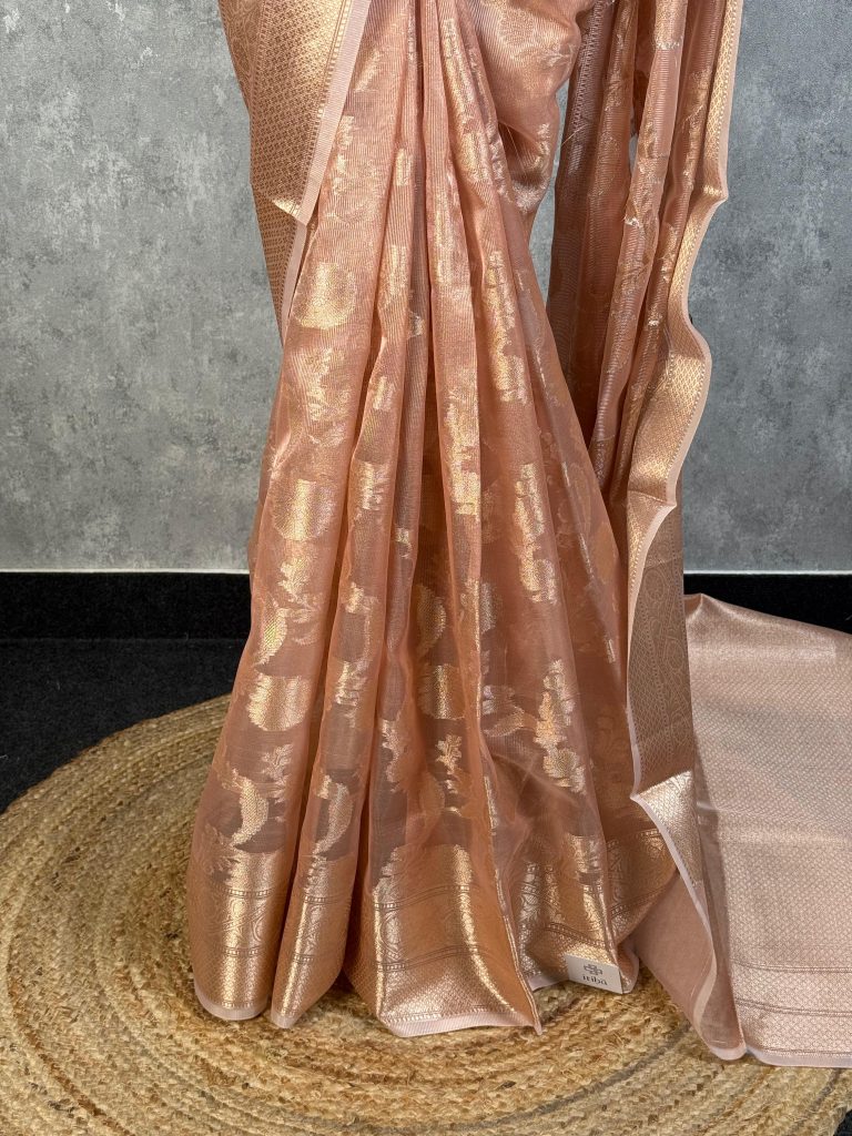 SEMI TISSUE ORGANZA JAAL BANARASI SAREE - Image 3