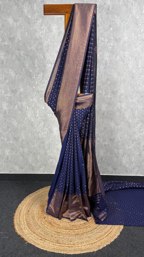 SEMI CREPE GOLD ZARI BANARASI SAREE