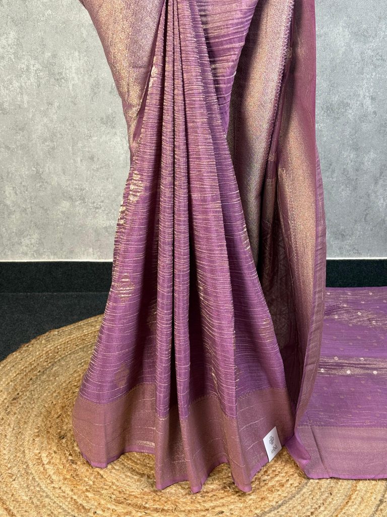 CRUSHED TISSUE SILK BANARASI SAREE - Image 3
