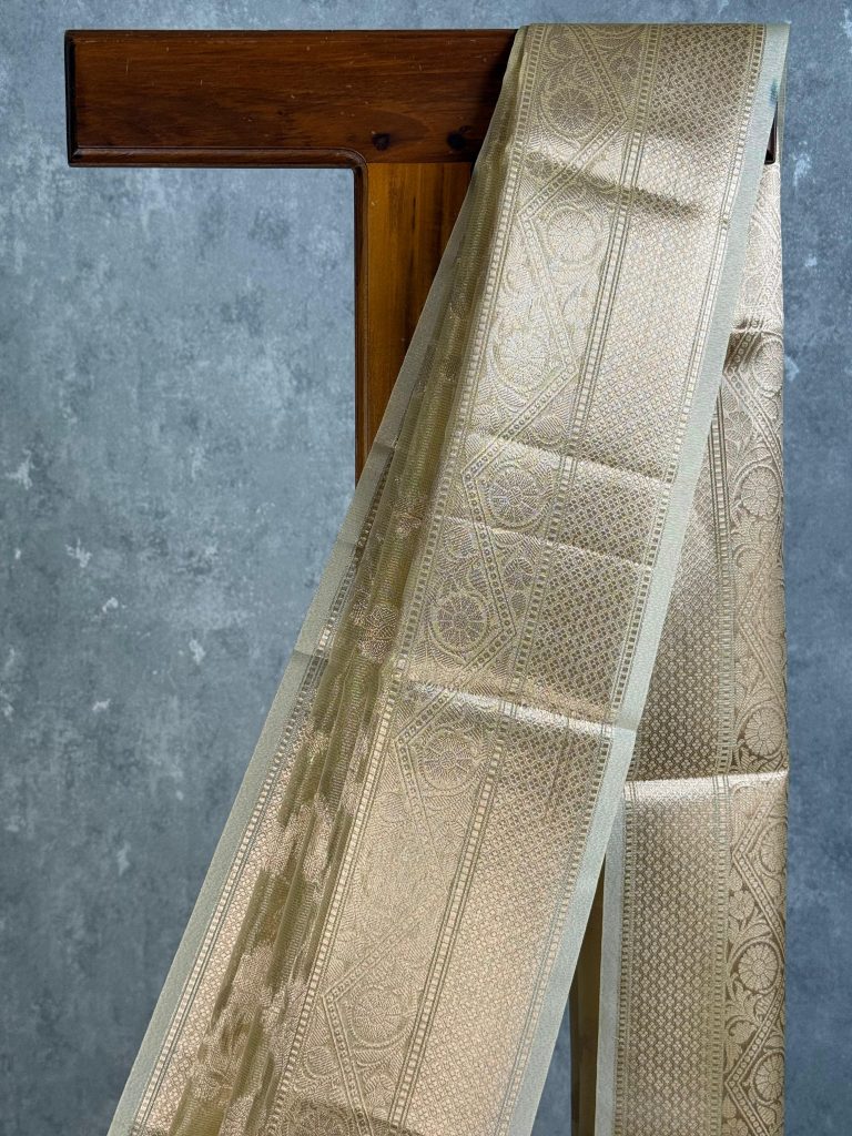 SEMI TISSUE ORGANZA JAAL BANARASI SAREE - Image 2