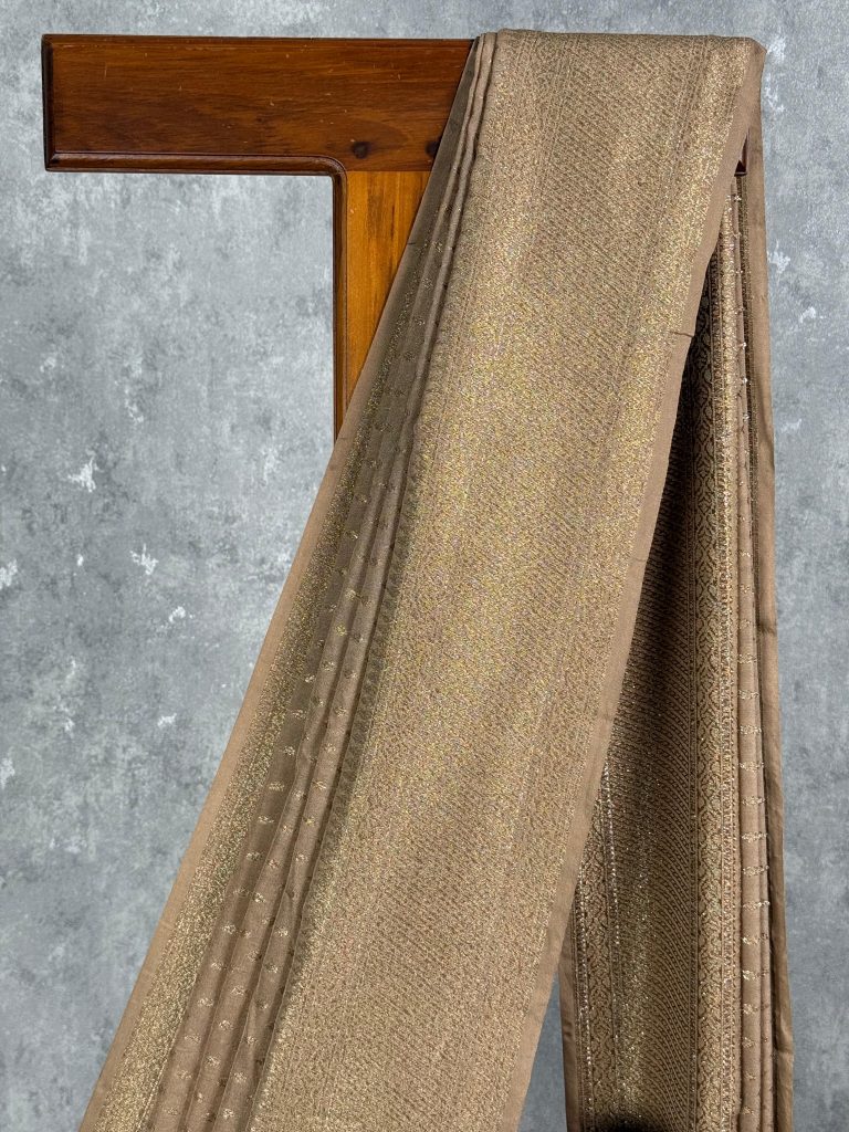 SEMI GEORGETTE ANTIQUE ZARI BANARASI SAREE - Image 2