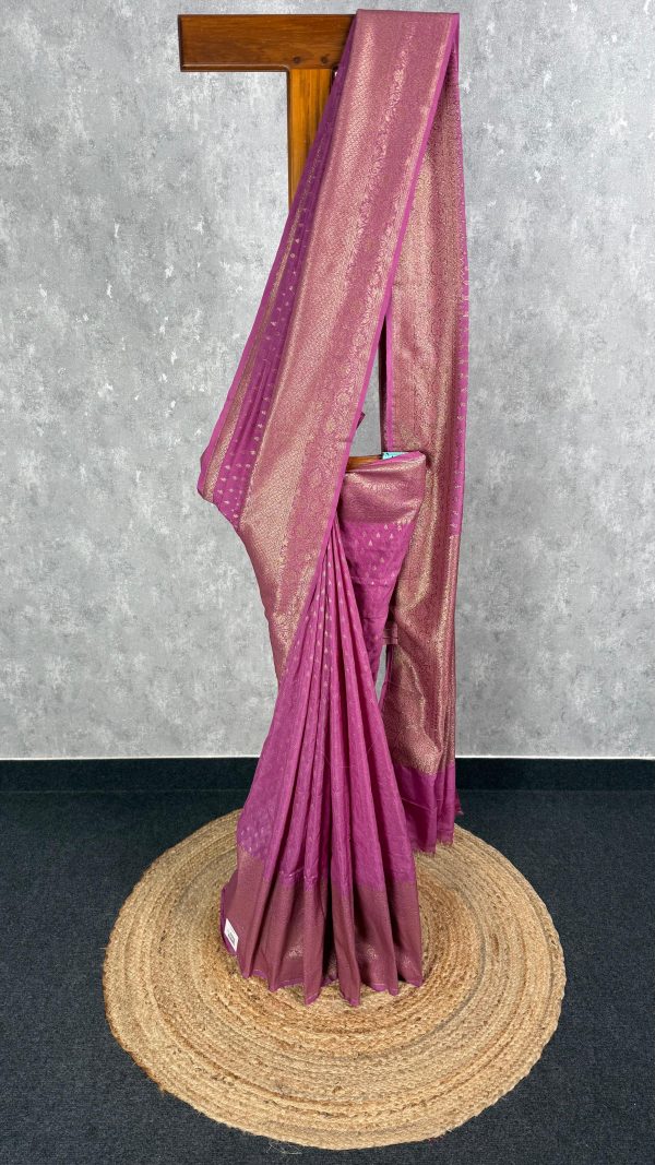 SEMI GEORGETTE ANTIQUE ZARI BANARASI SAREE