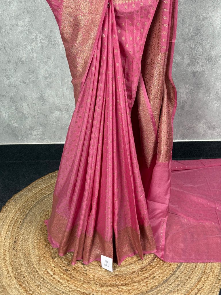 SEMI GEORGETTE ANTIQUE ZARI BANARASI SAREE - Image 2