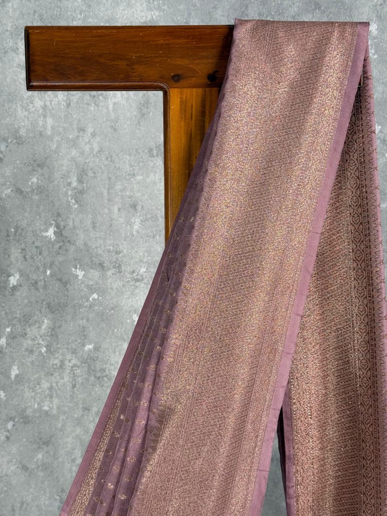 SEMI GEORGETTE ANTIQUE ZARI BANARASI SAREE - Image 2
