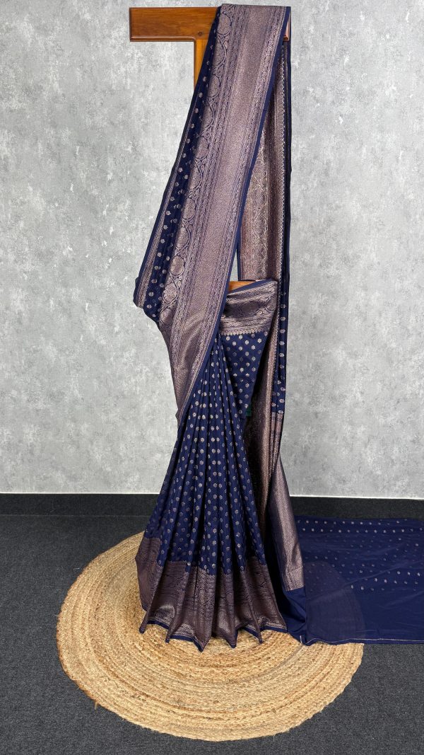 SEMI GEORGETTE ANTIQUE ZARI BANARASI SAREE