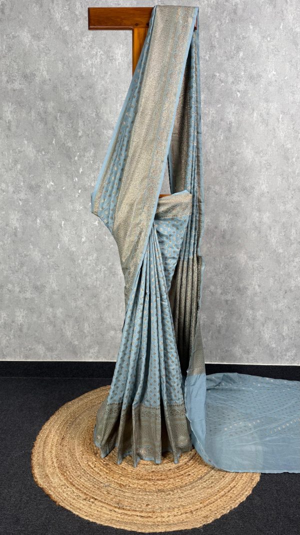 SEMI GEORGETTE ANTIQUE ZARI BANARASI SAREE