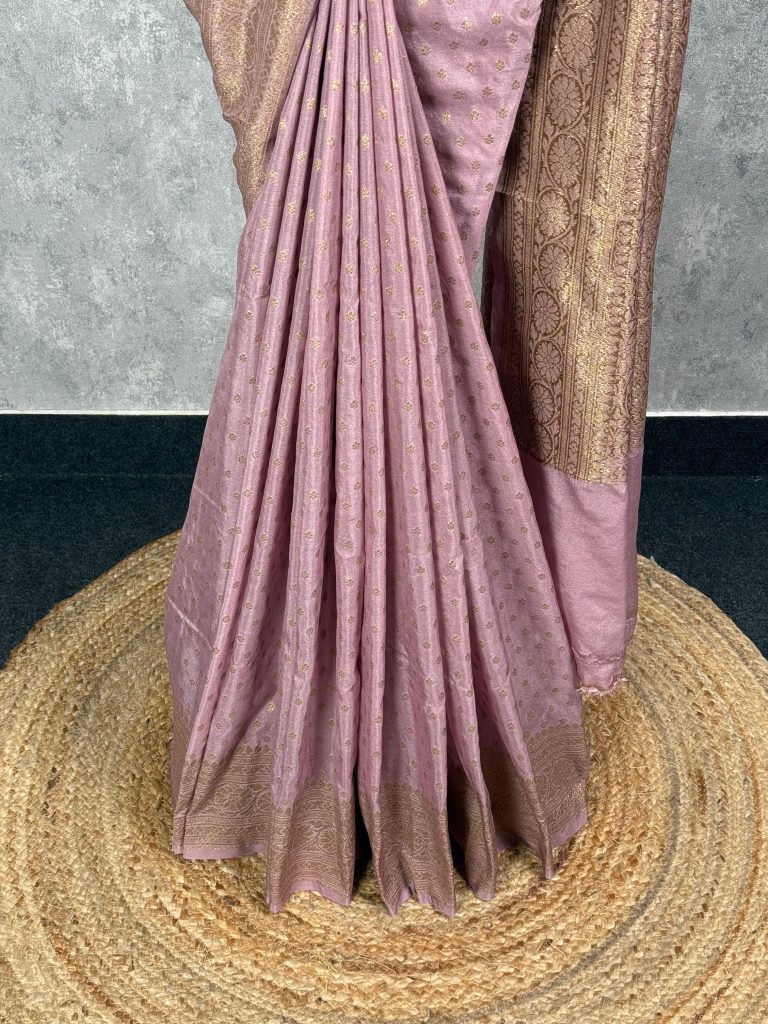 SEMI GEORGETTE ANTIQUE ZARI BANARASI SAREE - Image 3